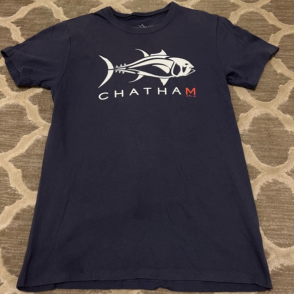White Marlie Chatham Cape Cod Massachusetts T Shirt Navy Blue Boys Small - Picture 1 of 4